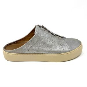 Frye Leather Zip Mules - Lena silver